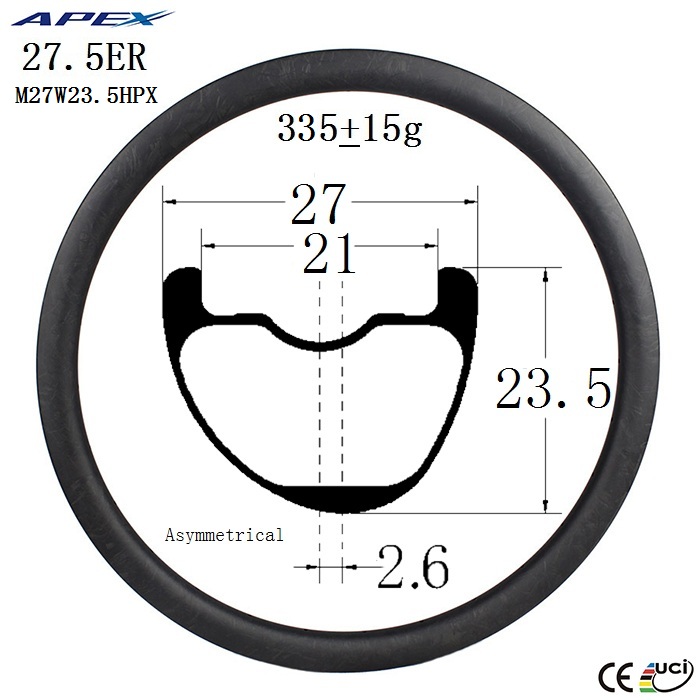 27.5er Asymmetrical carbon fiber mountain bike MTB rims CHINA factory direct M27W27.5HPX