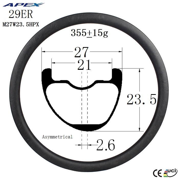 29er Asymmetrical carbon fiber mountain bike MTB rims CHINA factory direct M27W27.5HPX