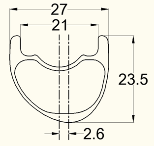 width 27mm hookless carbon 27.5er asymmetric mtb rims tubeless